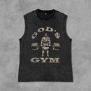 Regata masculina lavada para corrida e musculação - com alças, respirável, para academia, Oversized