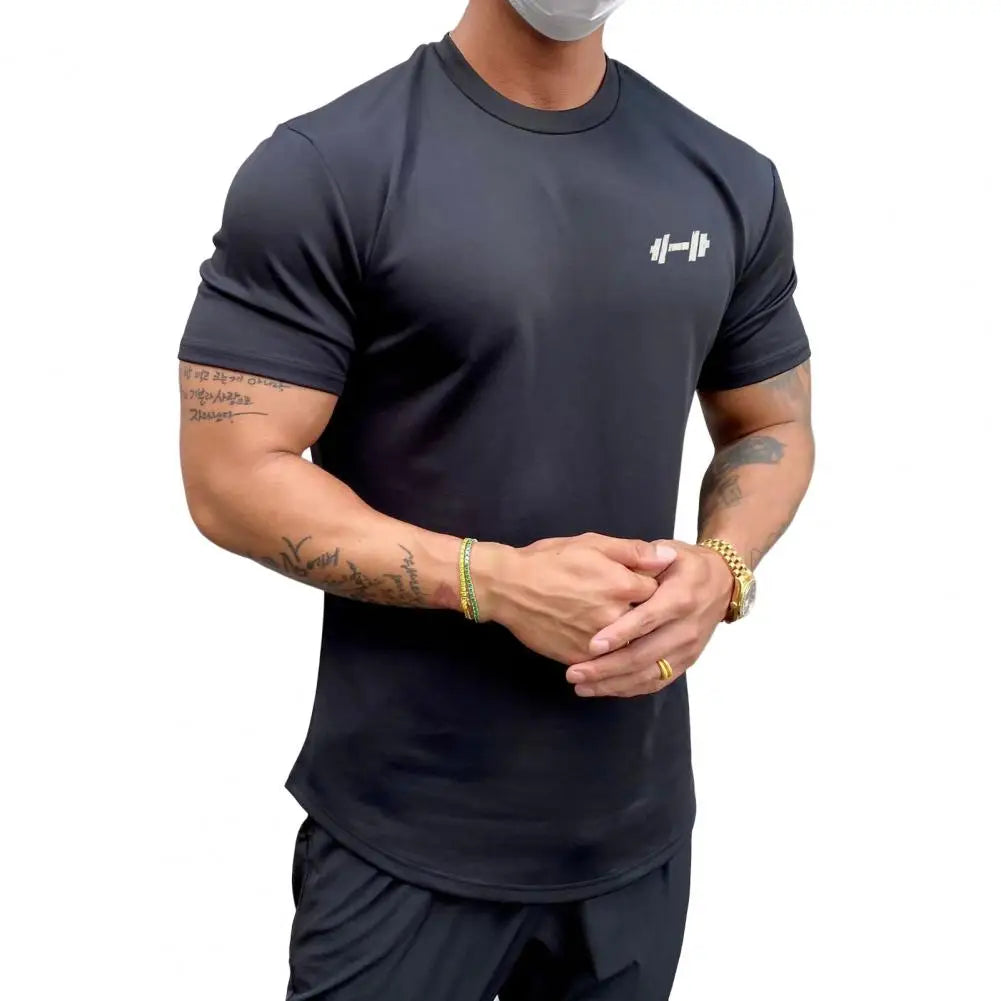 Camiseta Esportiva Masculina Fitness Larga – Algodão Dry Fit, Manga Curta