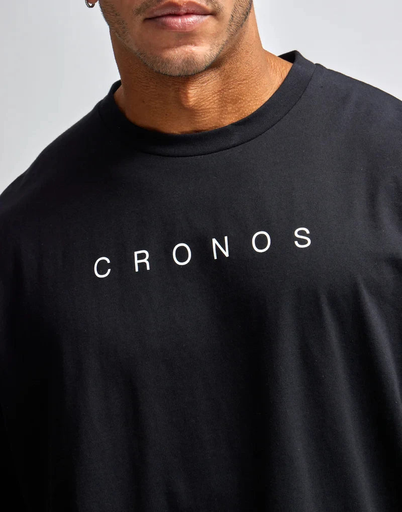 Camiseta Masculina Oversized Folgada de Algodão – Estampa Lettering, Fitness
