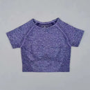 Top sem costuras de treino de manga curta para mulheres