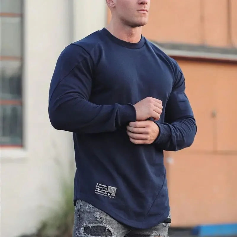 Camiseta Manga Longa para Treino e Musculação – Algodão e Poliéster, Respirável