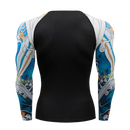 Camiseta masculina com gola redonda e mangas compridas para musculação de secagem rápida, compressão esportiva