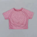 Top sem costuras de treino de manga curta para mulheres