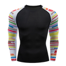 Camiseta masculina com gola redonda e mangas compridas para musculação de secagem rápida, compressão esportiva