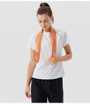 Camiseta esportiva feminina de verão para tênis, ginástica, corrida, treinamento físico, golfe, ioga, secagem rápida e respirável