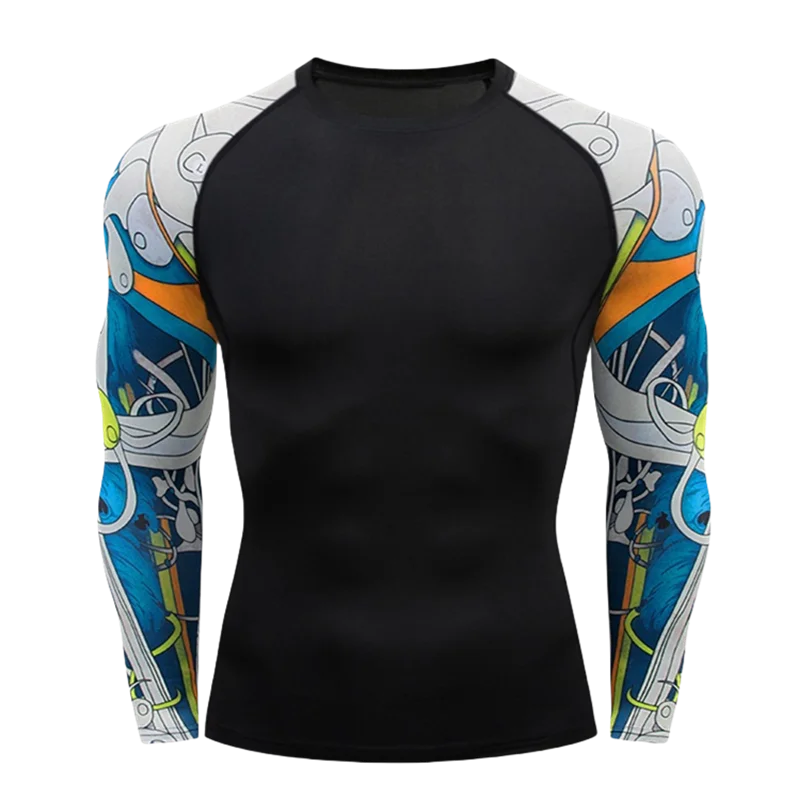 Camiseta Manga Longa de Compressão Esportiva – Poliéster, Gola Redonda, Unissex