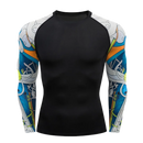 Camiseta masculina com gola redonda e mangas compridas para musculação de secagem rápida, compressão esportiva