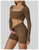 Camiseta esportiva sem costura para musculação feminina - secagem rápida