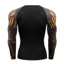 Camiseta masculina com gola redonda e mangas compridas para musculação de secagem rápida, compressão esportiva