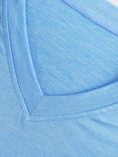 Top esportivo com decote em V e pregas, manga curta, solto, cor sólida, para corrida e exercício físico, 5 cores, roupa de ginástica