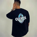 Camiseta masculina fitness de algodão para musculação com gola redonda