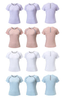 Camiseta esportiva feminina de verão para tênis, ginástica, corrida, treinamento físico, golfe, ioga, secagem rápida e respirável