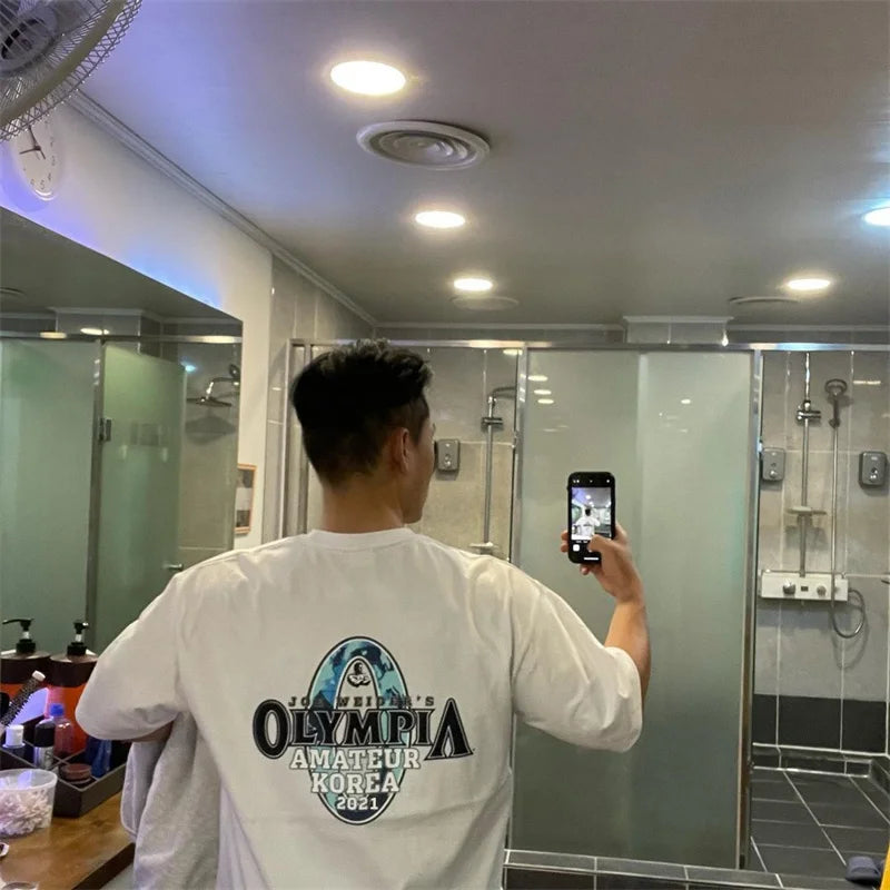 Camiseta Oversized Mr. Olympia para Academia – Algodão, M ao XXXL