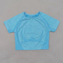 Top sem costuras de treino de manga curta para mulheres