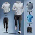 Conjunto Masculino 5 Peças para Corrida – Seda Gelada, Proteção UV, M ao 3XL