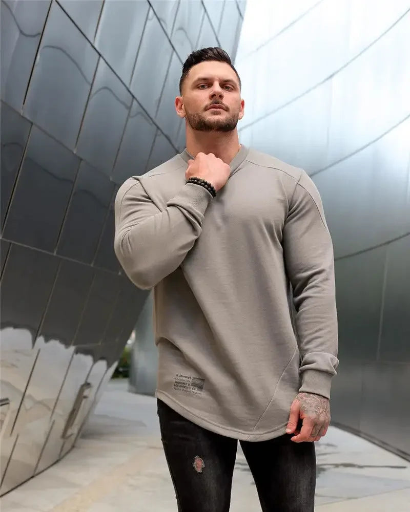 Camiseta Manga Longa para Treino e Musculação – Algodão e Poliéster, Respirável