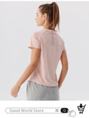 Camiseta esportiva feminina de verão para tênis, ginástica, corrida, treinamento físico, golfe, ioga, secagem rápida e respirável