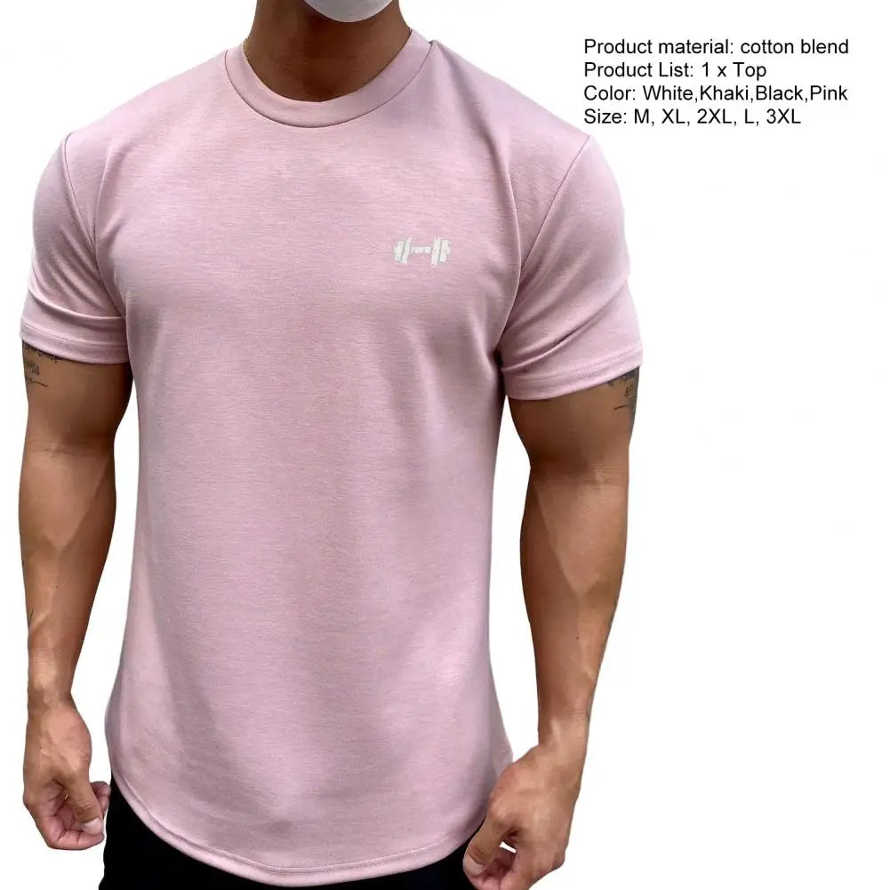 Camiseta Esportiva Masculina Fitness Larga – Algodão Dry Fit, Manga Curta