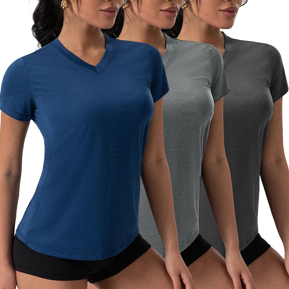 Top Esportivo Decote em V com Pregas Manga Curta – Poliéster e Spandex, 5 Cores, S ao XL