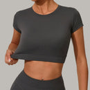 Top de manga curta Calças sem acolchoamento Cintura alta Calças que realçam os quadris - para atividades ao ar livre