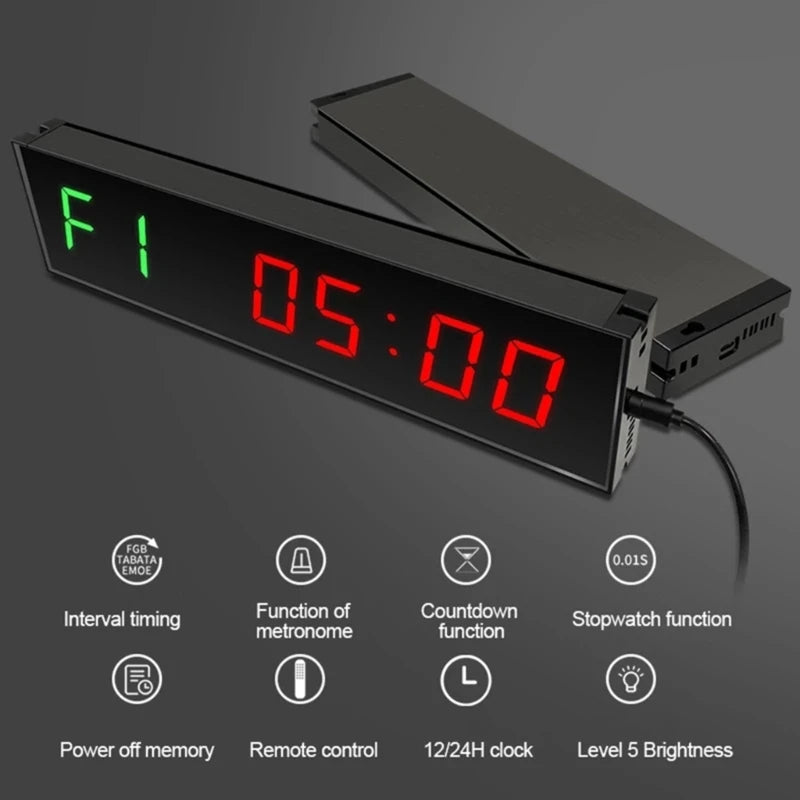 Relógio Timer para Academia – Liga de Alumínio, 29x7,5cm, Unissex