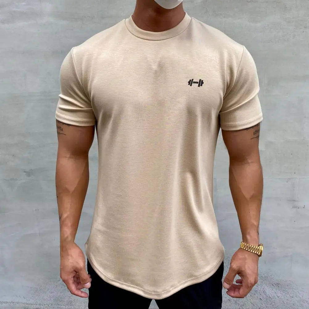 Camiseta Esportiva Masculina Fitness Larga – Algodão Dry Fit, Manga Curta