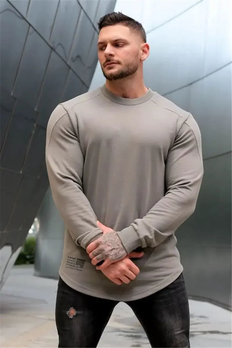 Camiseta Manga Longa para Treino e Musculação – Algodão e Poliéster, Respirável
