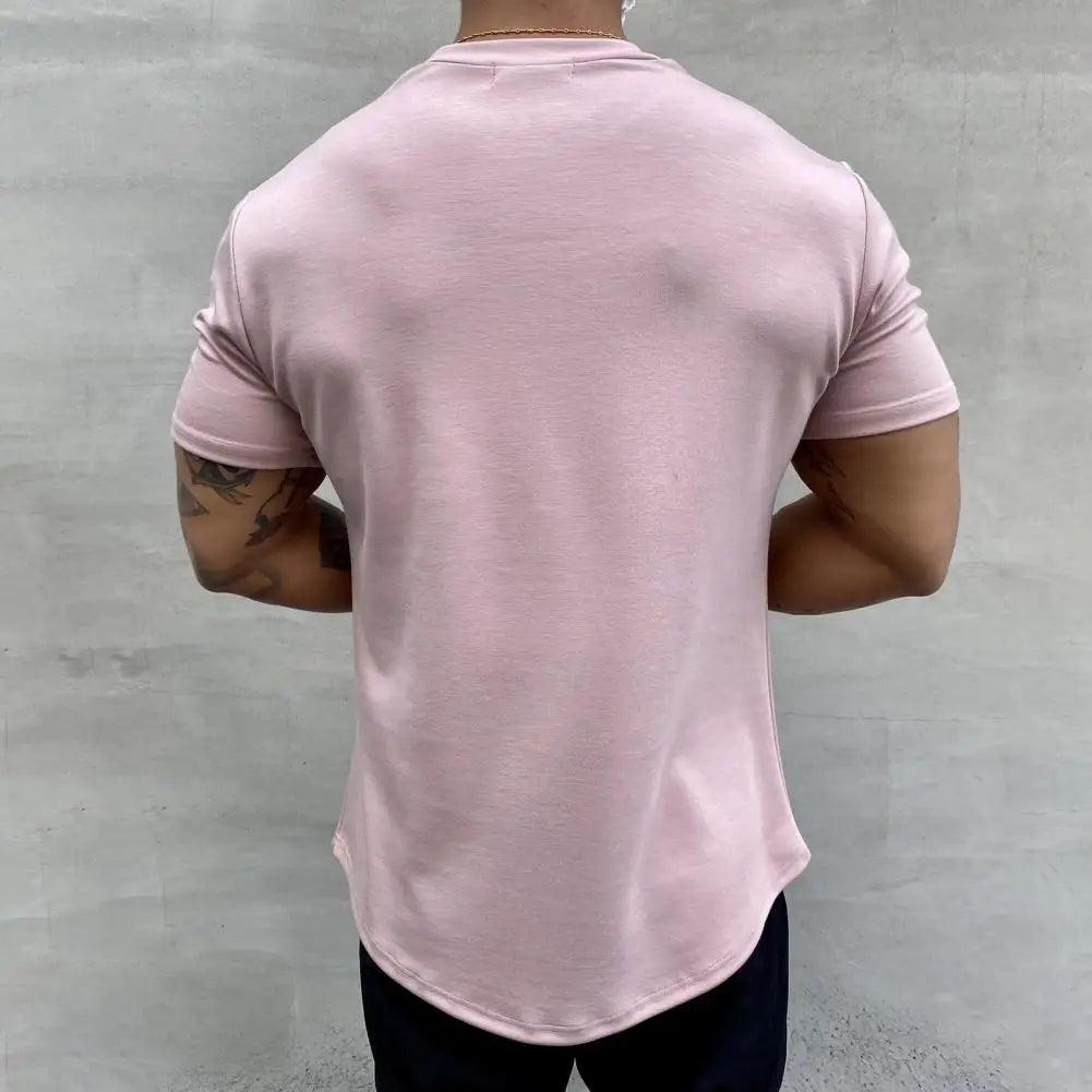 Camiseta Esportiva Masculina Fitness Larga – Algodão Dry Fit, Manga Curta