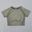 Top sem costuras de treino de manga curta para mulheres