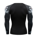 Camiseta masculina com gola redonda e mangas compridas para musculação de secagem rápida, compressão esportiva