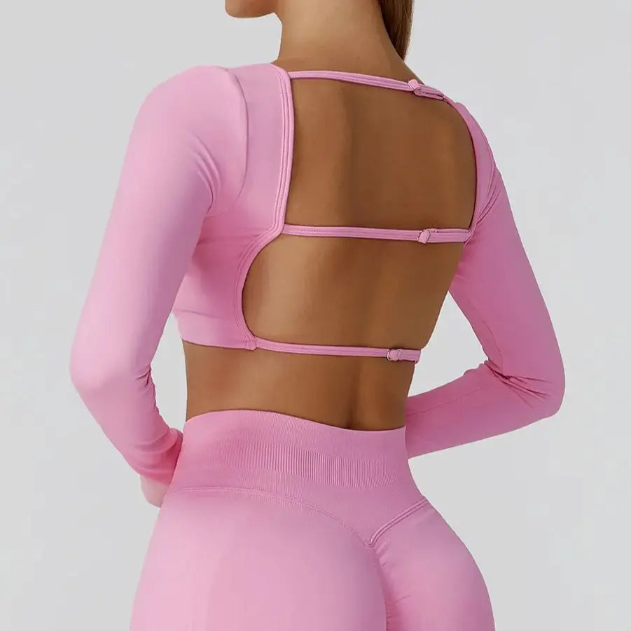 Camiseta Esportiva Sem Costura Feminina – Nylon e Spandex, Secagem Rápida, S ao XL